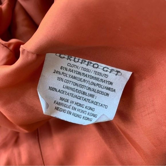 Vtg Emanuel Ungaro Chenille Collarless Buttoned Jacket Rust Orange Size US4 EU38 - Picture 8 of 9